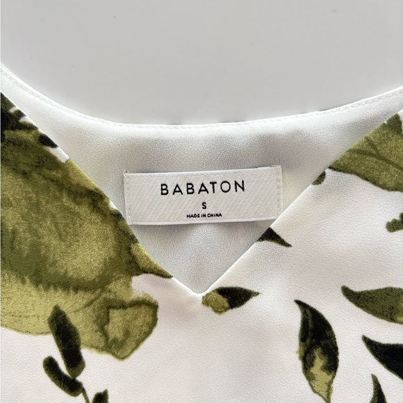 BABATON Floral Print Women's Top - Green and White - Picture 4 of 8